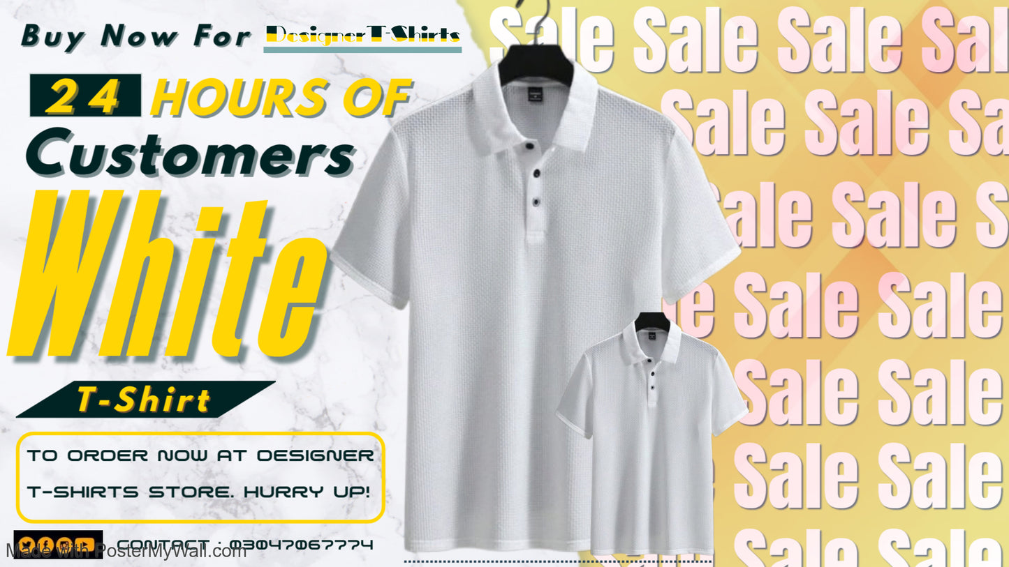 Mens Flexiable Silk Ice Mesh Polo White T-shirt.