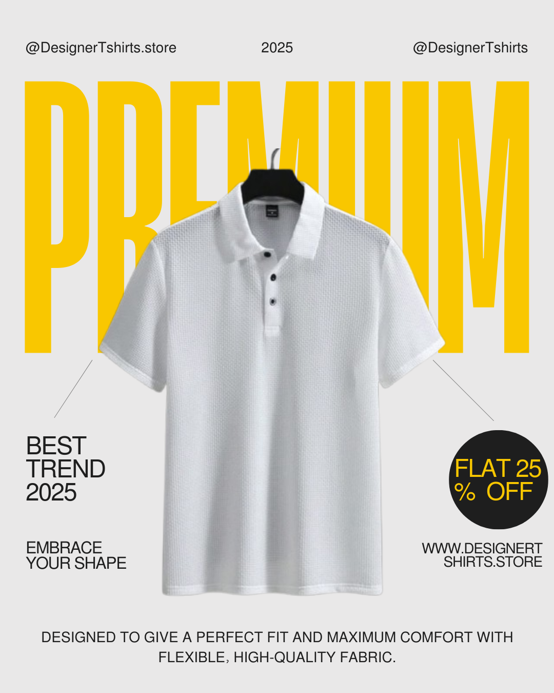Mens Flexiable Silk Ice Mesh Polo White T-shirt.