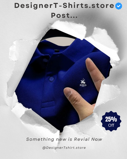 Mens luxury Blue Versatile Summer Polo T-Shirts.